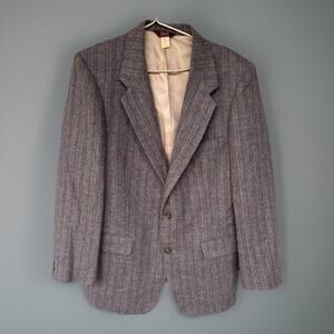 Vtg Farah Designer Herringbone Tweed Blazer Suit Coat Jacket 100% Wool 42R